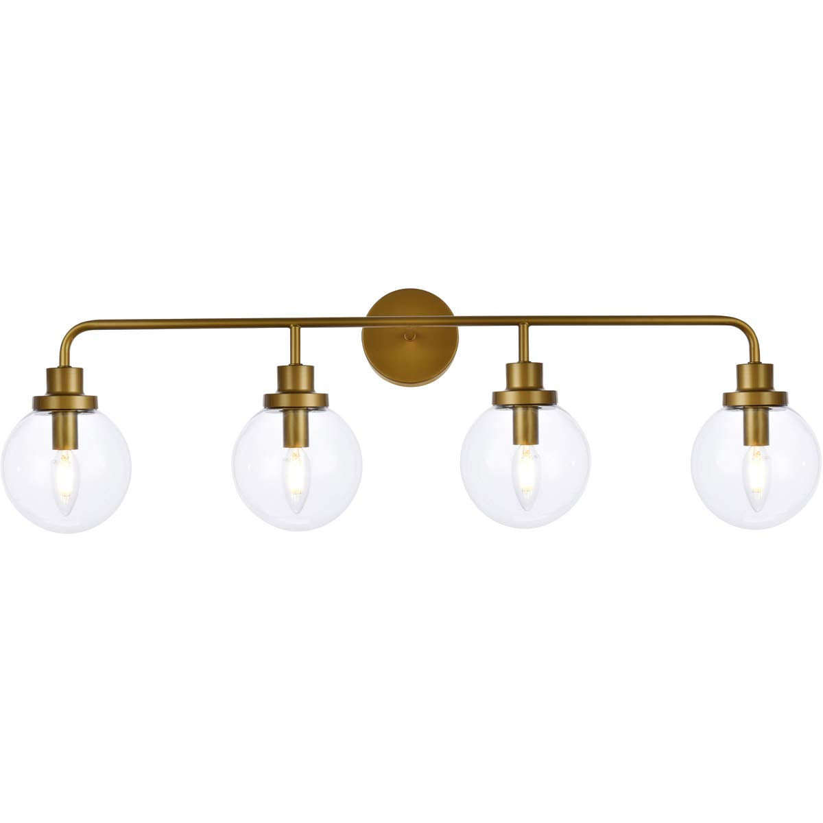 Living District Hanson 4-Light Metal Bath Sconce In Brass And Clear