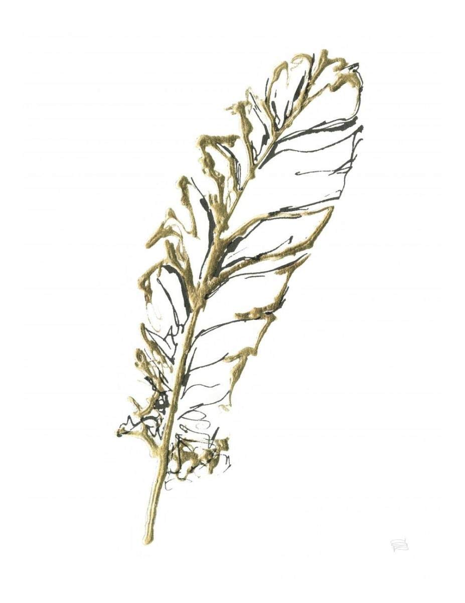 Gilded Turkey Feather I -Paper Art-20x26”