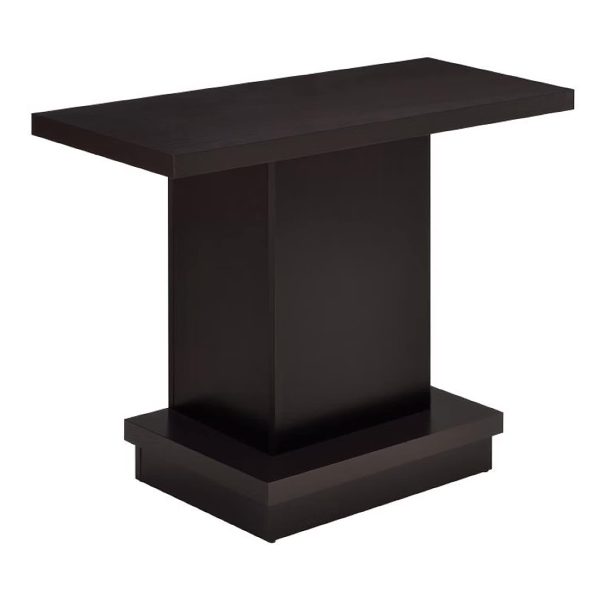 Contemporary Sofa Table With Pedestal Base, Cappuccino Brown