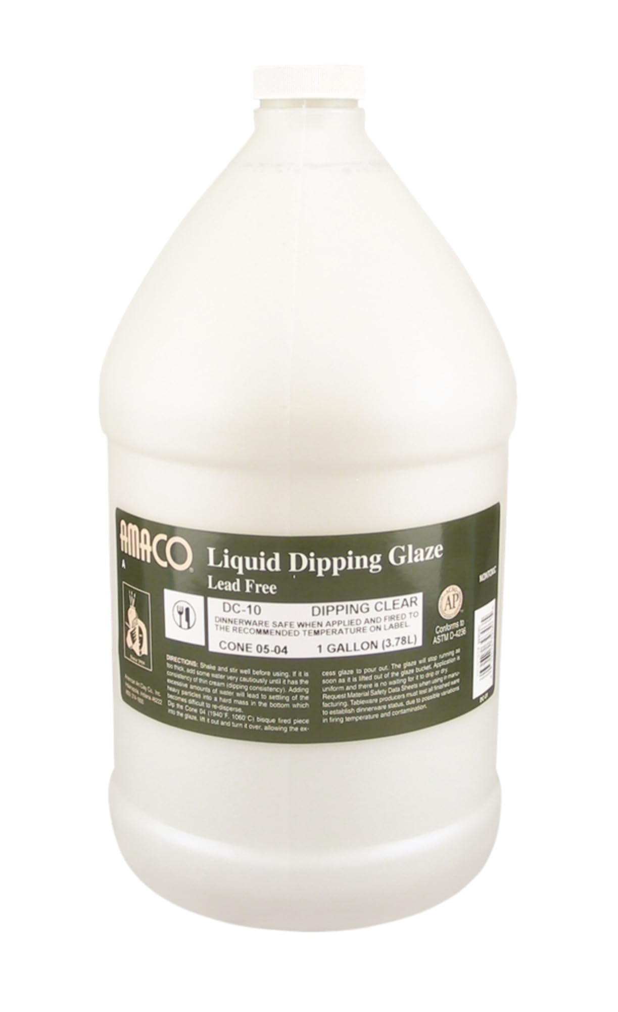 AMACO Low Fire Liquid Dipping Glaze, Clear DC-10, 1 Gallon Jar