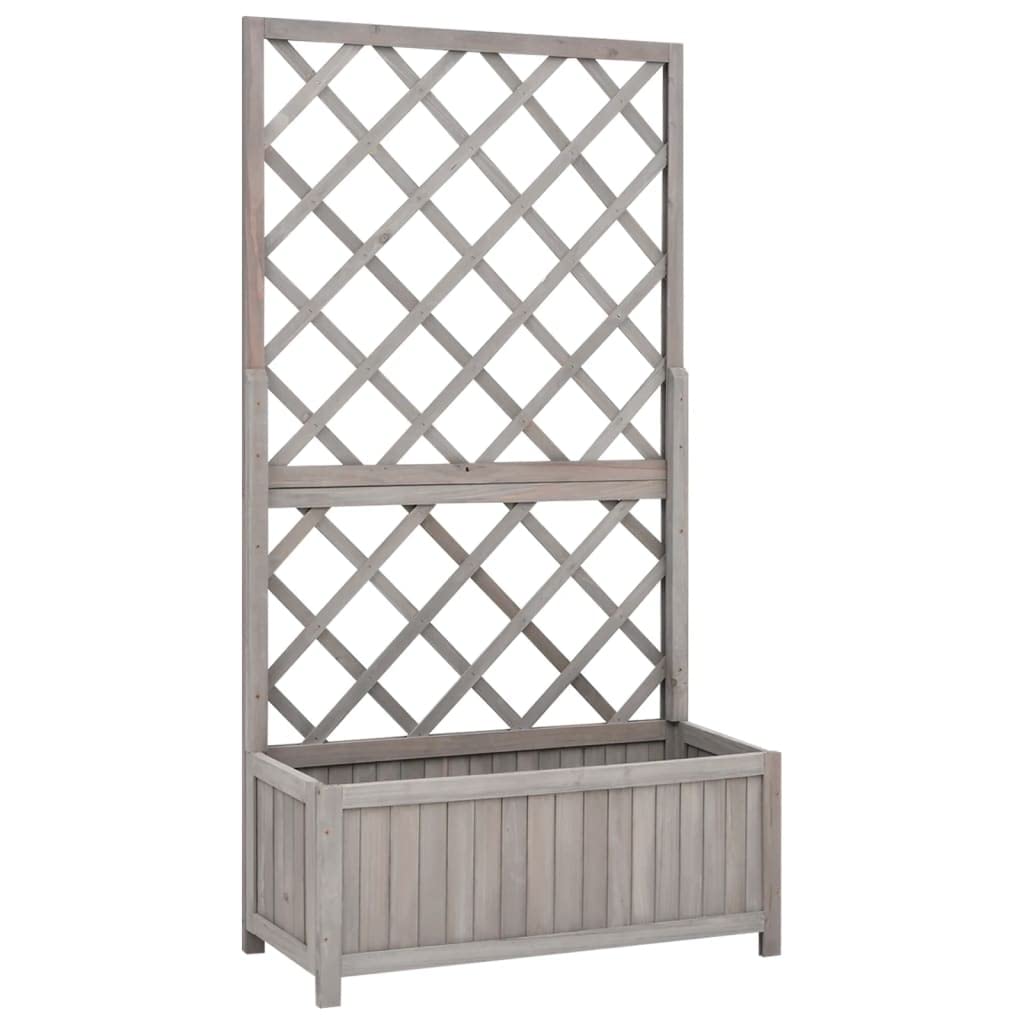vidaXL Garden Trellis Planter Gray 27.6x11.8"x53.1" Solid Firwood"