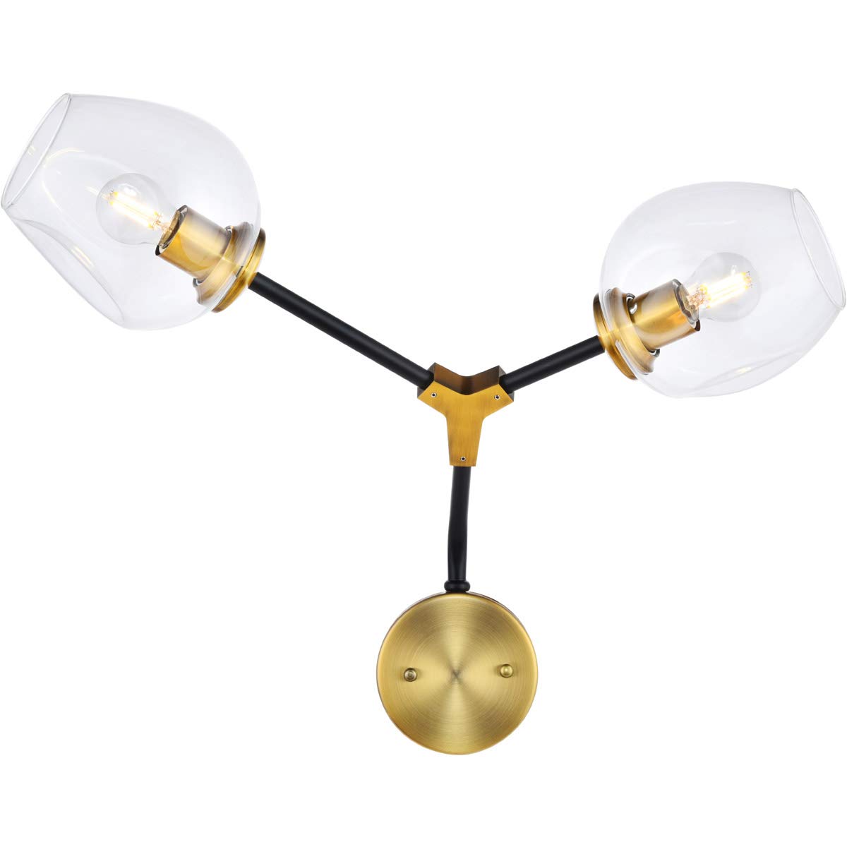 Urban Classic Cavoli 2 Light In Light Antique Brass And Flat Black Wall Sconce