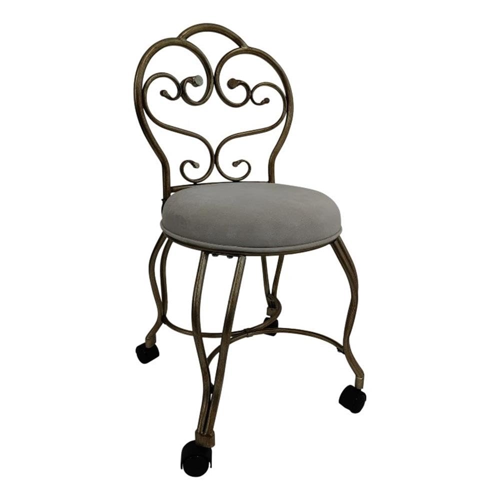 Victorian Vanity Stool with Back - Bronze