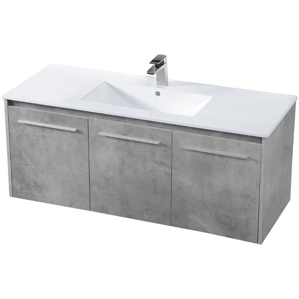 Elegant Decor Rasina 48 Single Porcelain Top Floating Bathroom Vanity In Gray