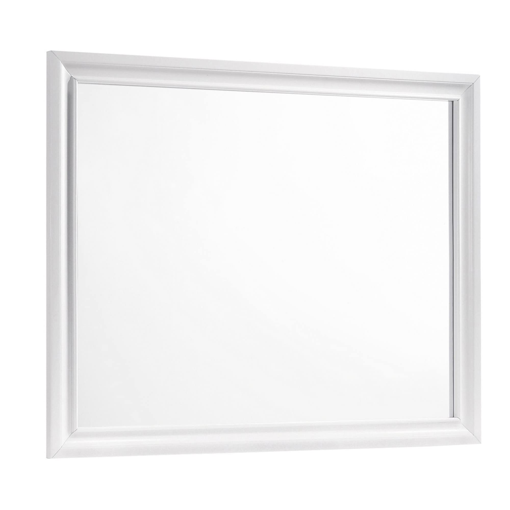 Wall Mirror with Rectangular Molded Wooden Frame, White