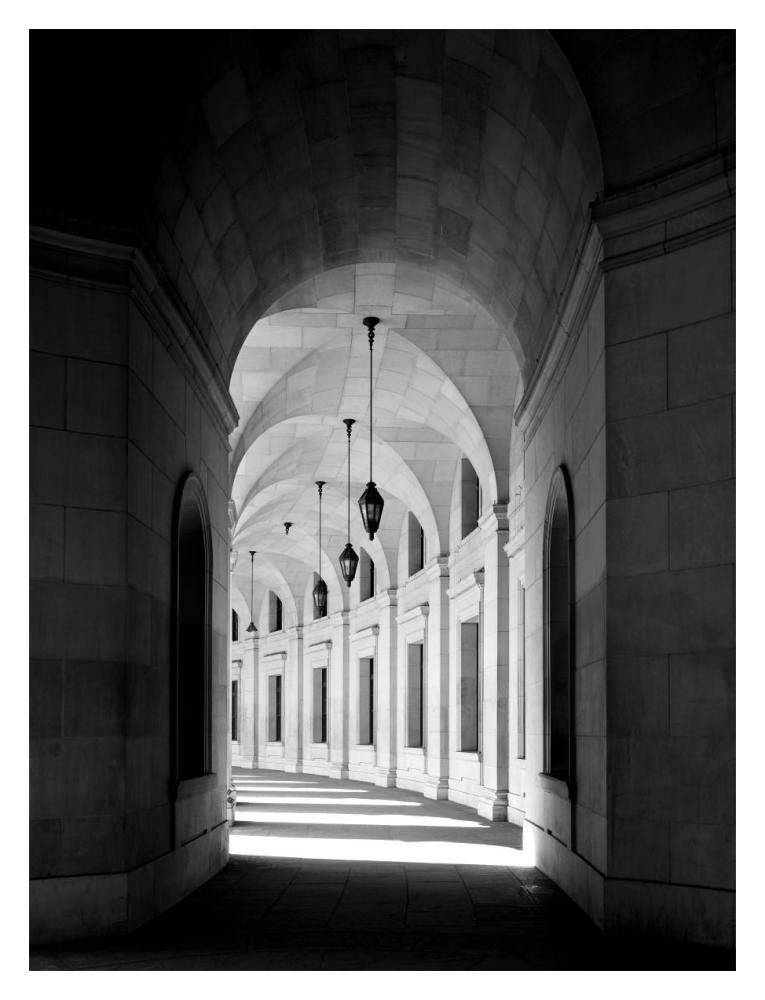 Arched architectural detail in the Federal Triangle located in Washington, D.C. - Black and White Variant-Paper Art-14x18”