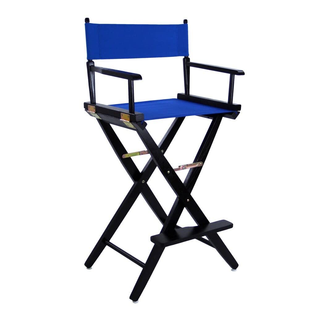 Extra-Wide Premium 30  Directors Chair Black Frame W/Royal Blue Color Cover