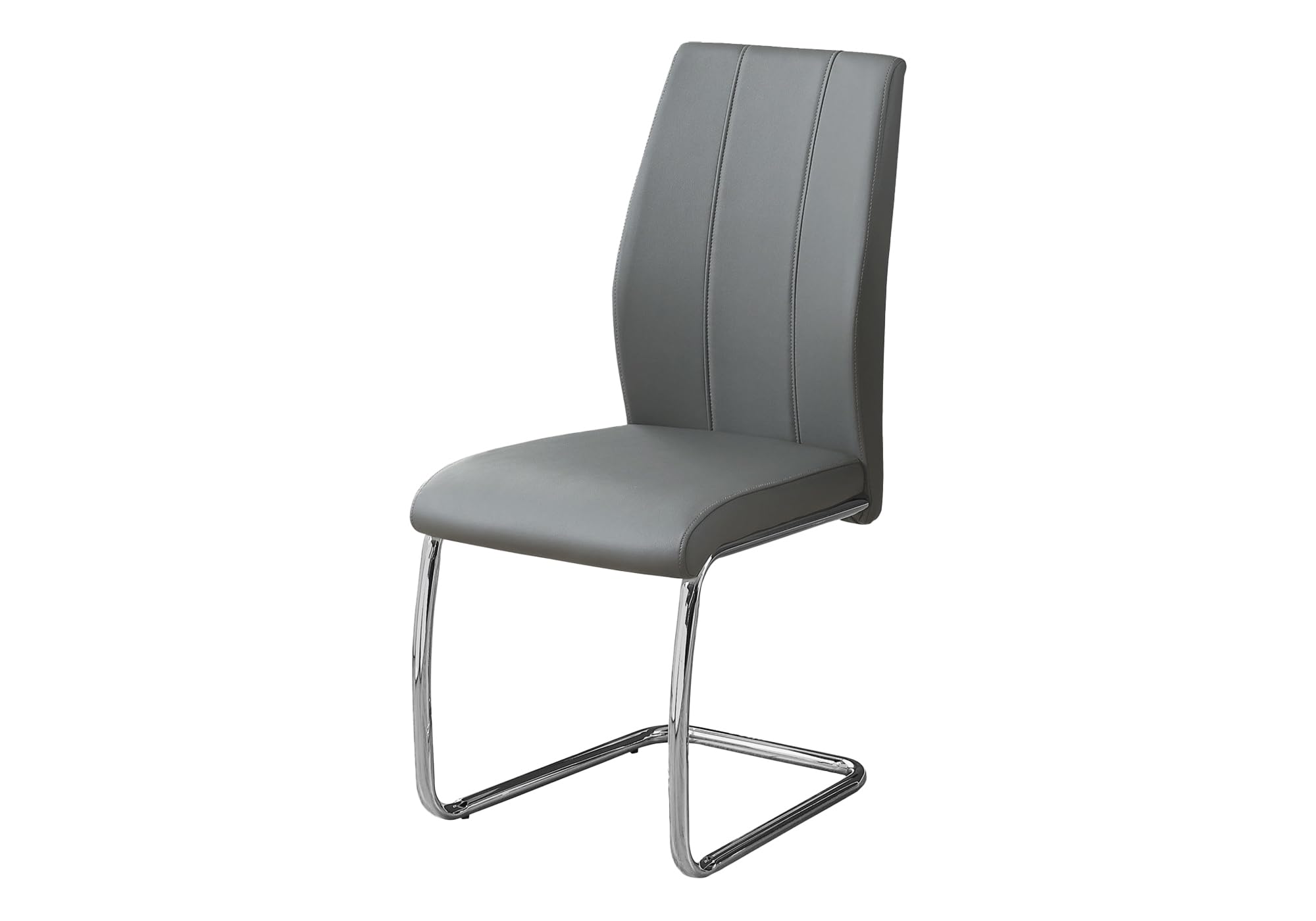 Dining Chair, Set Of 2, Side, Upholstered, Kitchen, Dining Room, Pu Leather Look, Metal, Grey, Chrome, Contemporary, Modern