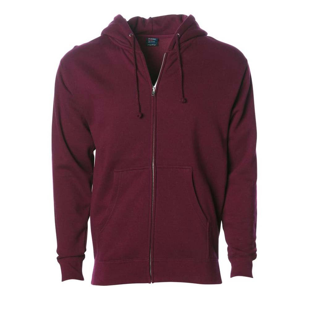 Independent Trading Co. Heavyweight Full-Zip Hooded Sweatshirt - Maroon, XL