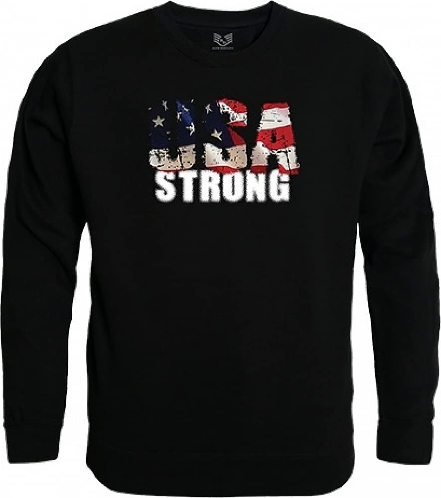Graphic Crewneck, USA Strong 1, Black, L