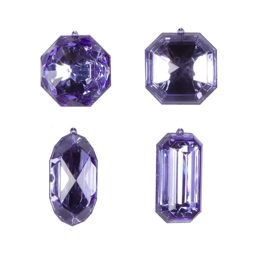 Casafoyer 4-5” Lavender Jewel Glitter Orn Assort 4 - (Pack Of 2)