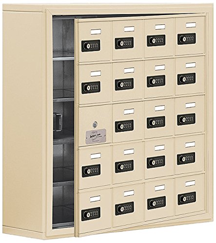 Surface Mounted Cell Phone Storage Locker with 20 A Doors (19 usable) in Sandstone - Resettable Combination Locks