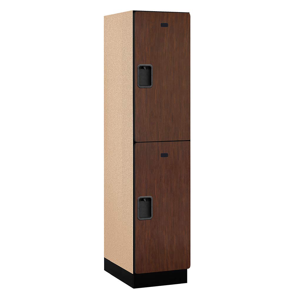 18 Wide Double Tier Designer Wood Locker - 1 Wide - 6 Feet High - 21 Inches Deep - Mahogany