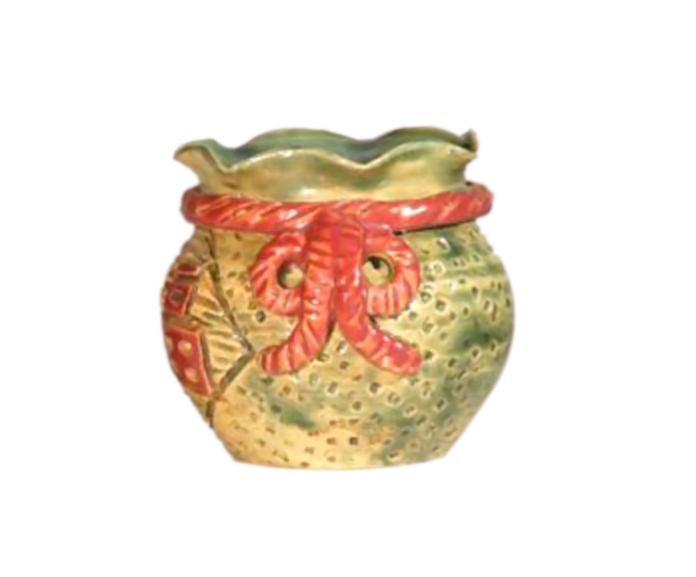 Green Glazed Ceramic Holiday Pot - Round<br><i>3.5x3.5</i>
