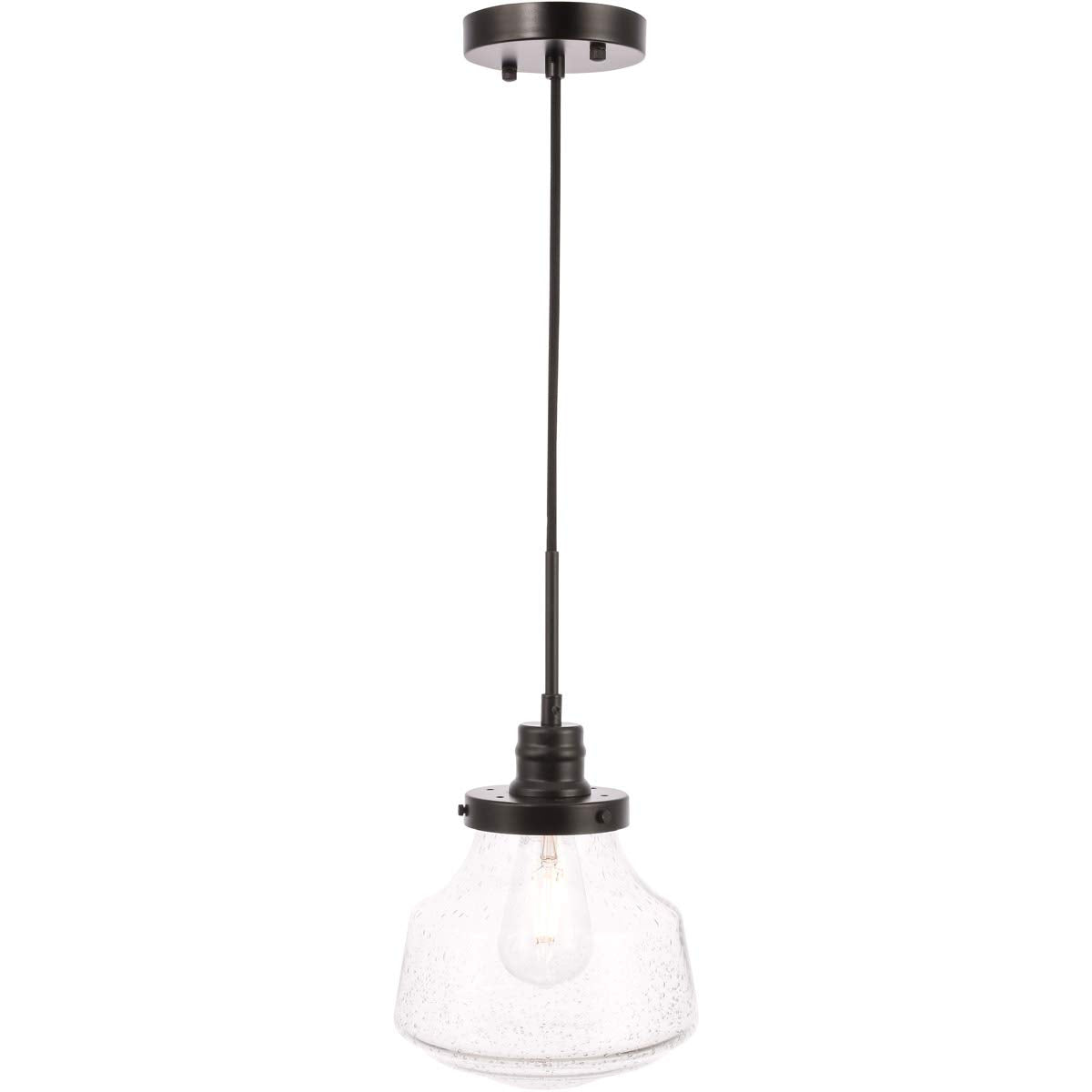 Lyle 1 light Black and Clear seeded glass pendant