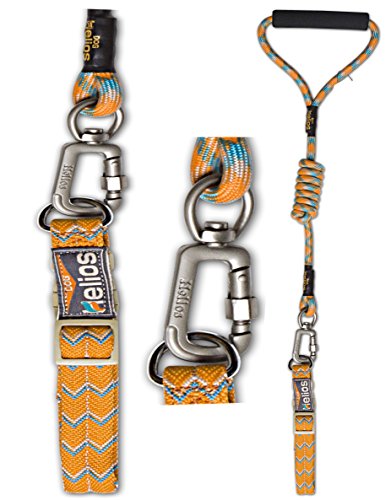 Doghelios Dura-Tough Easy Tension 3M Reflective Adjustable Multi-Swivel Pet Dog Leash And Collar, Small, Orange
