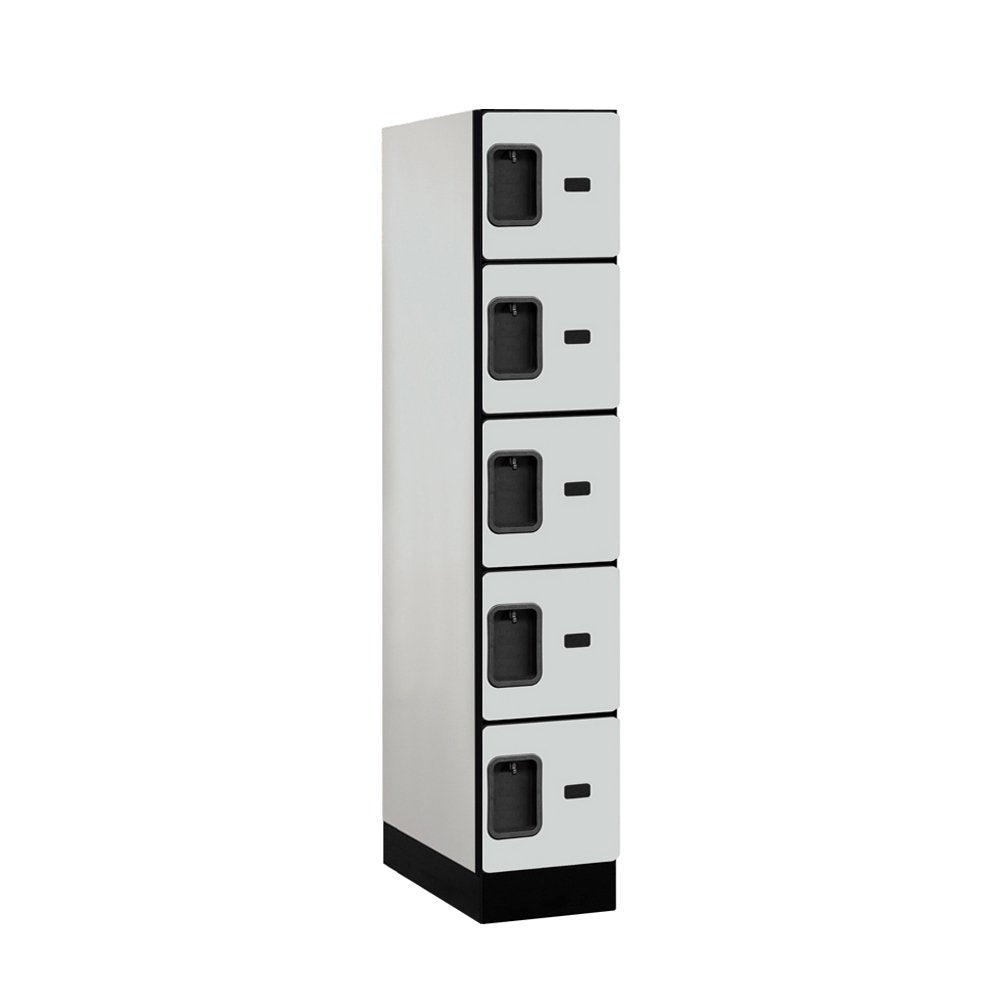 12 Wide Five Tier Box Style Designer Wood Locker - 1 Wide - 5 Feet High - 21 Inches Deep - Gray