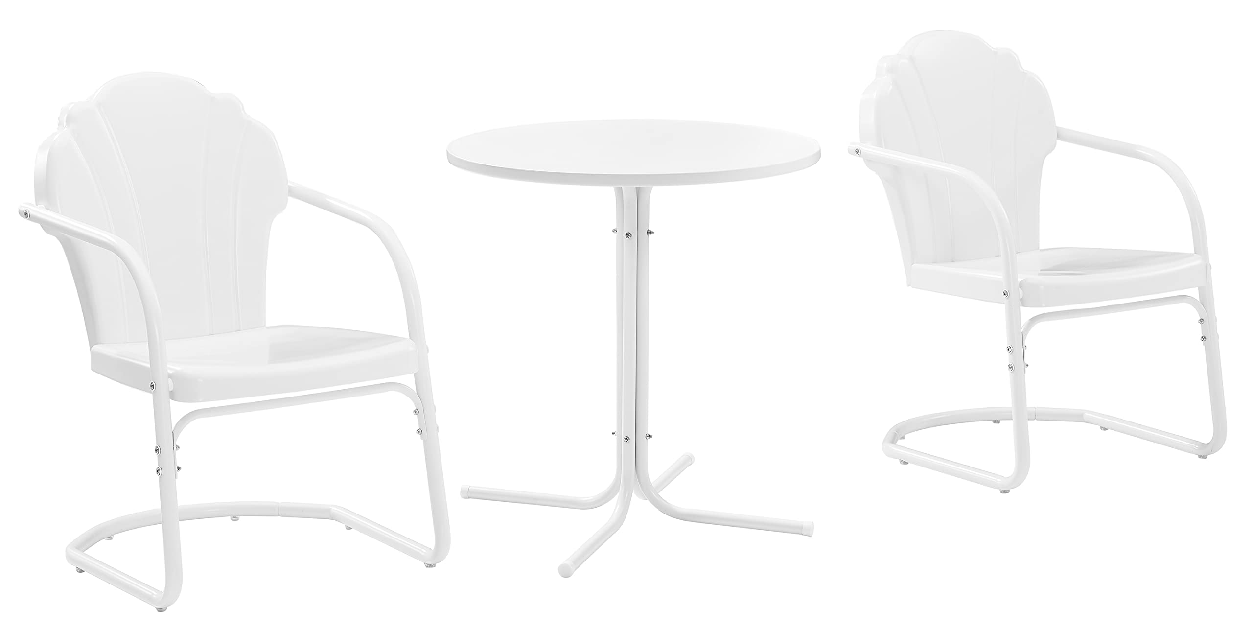 Tulip 3Pc Outdoor Metal Bistro Set- Bistro Table & 2 Chairs