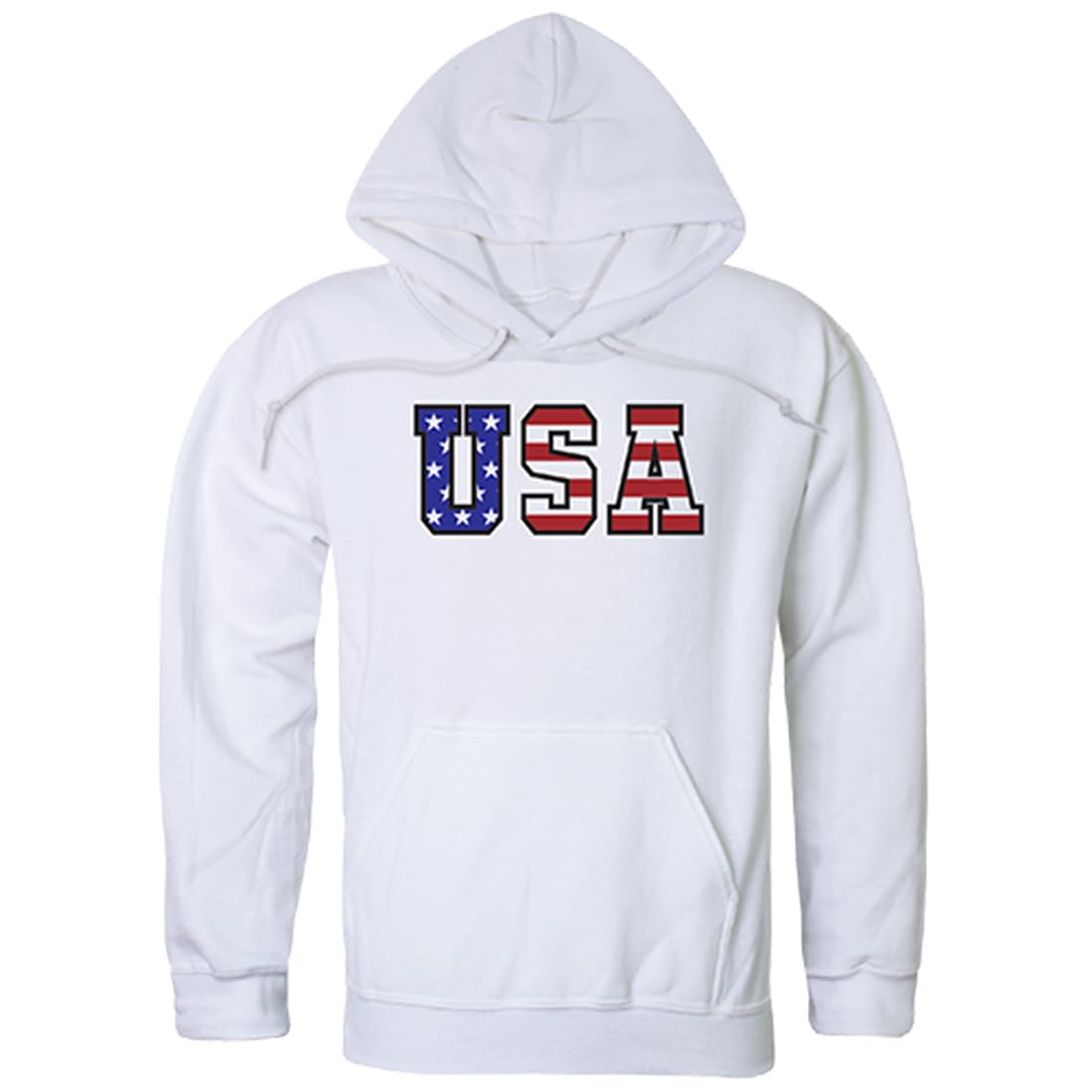 Graphic Pullover, Flag Text, White, M