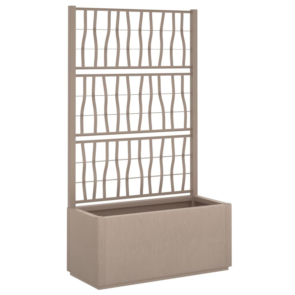 vidaXL Garden Planter with Trellis Light Brown 31.5x14.2"x55.1" PP"