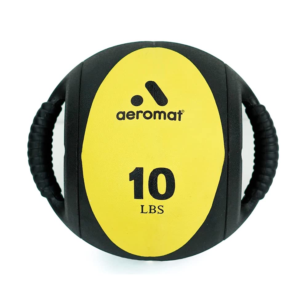 Dual Grip Power Med Ball 9 diameter 10 LB - Black/Yellow