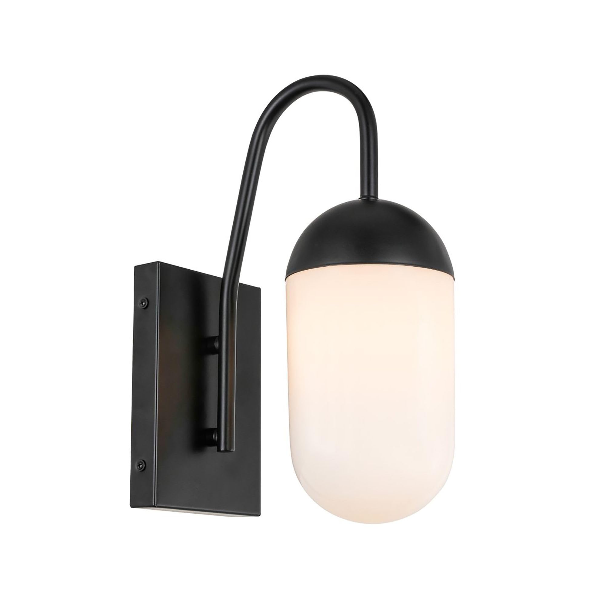 Living District Kace 1-Light Metal & Glass Wall Sconce In Black/Frosted White