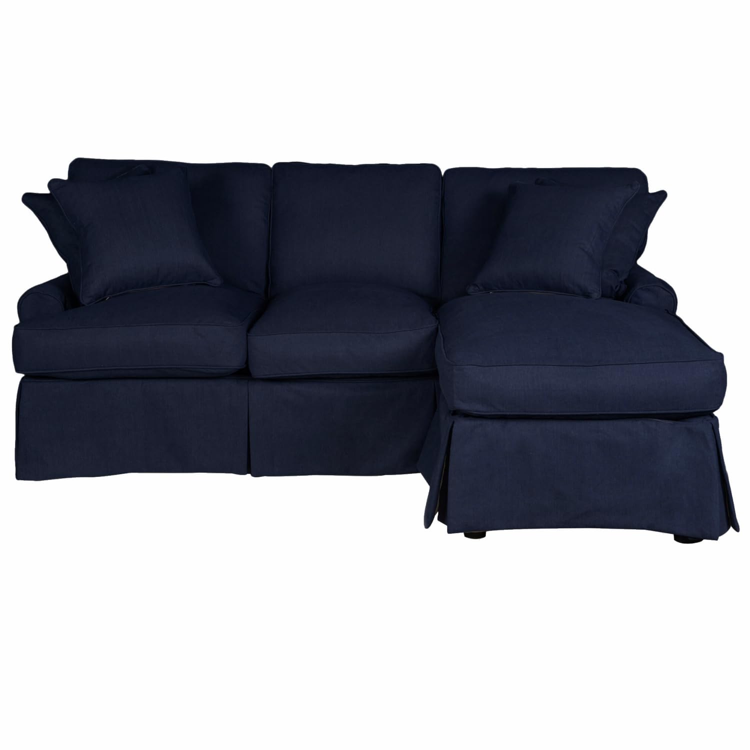 Sunset Trading Horizon Slipcovered Sleeper Sofa with Reversible Chaise| Stain Resistant Performance Fabric | Navy