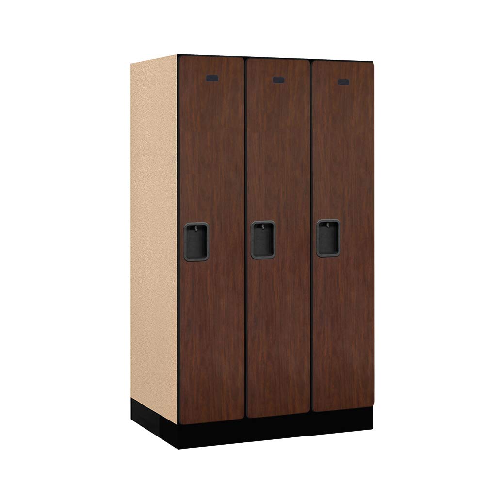 12 Wide Single Tier Designer Wood Locker - 3 Wide - 5 Feet High - 21 Inches Deep - Mahogany