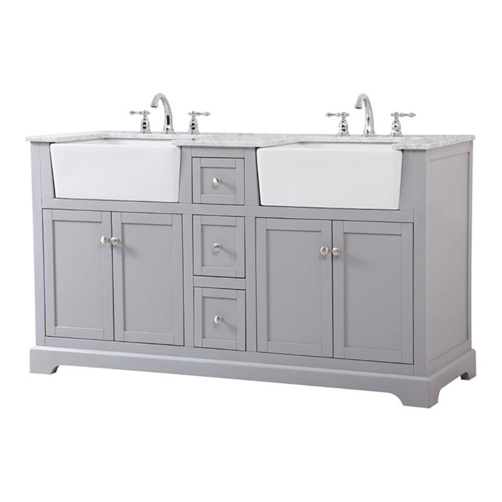 Elegant Decor Franklin 60 Aluminum Mdf Double Bathroom Vanity In Gray