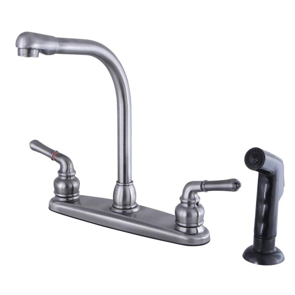 Kingston Brass Kb7500Sp Magellan 8 Centerset Kitchen Faucet, 10-7/8 Inch In Spout Reach, Black Stainless