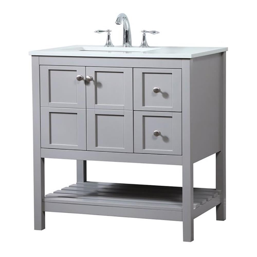 Elegant Decor Theo 32 Zinc Alloy Mdf Single Bathroom Vanity In Gray