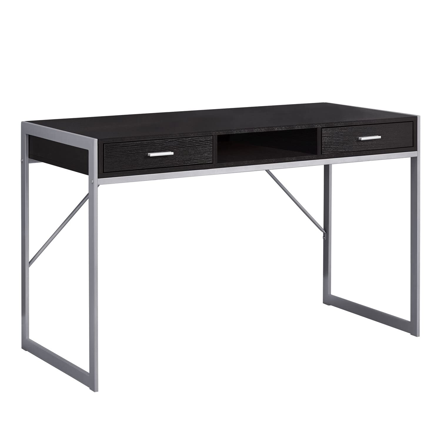 Monarch Specialties Contemporary Laptop Table With Drawers And Shelf Home & Office Computer Desk-Metal Legs, 48 L, Cappuccino