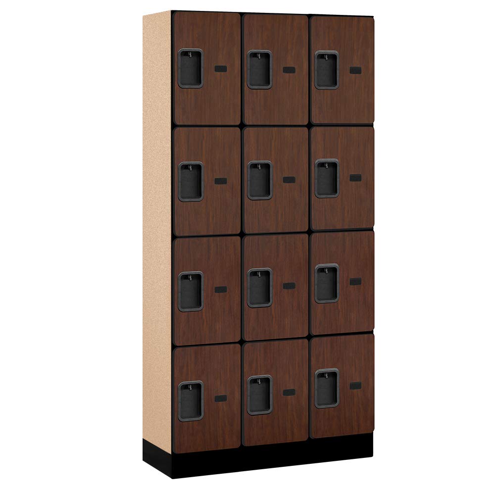 12 Wide Four Tier Designer Wood Locker - 3 Wide - 6 Feet High - 15 Inches Deep - Mahogany