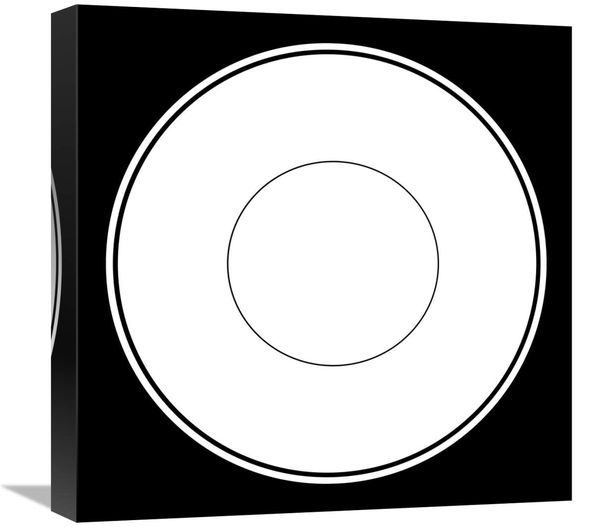 Mealtime: White on Black - Plate-Canvas Art-18x18”