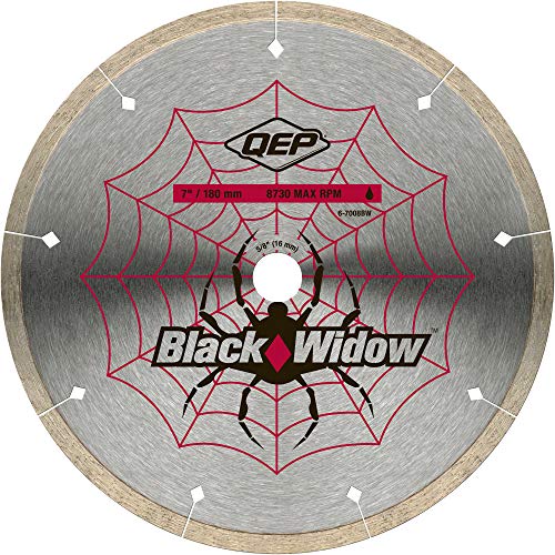 Qep 6-7008Bw 7-Inch Black Widow Micro-Segmented Rim Diamond Blade, 5/8-Inch Arbor, Wet Cutting, 8730 Maximum Rpm