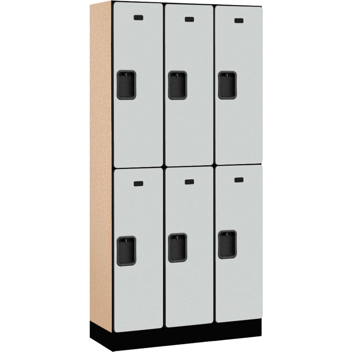 12 Wide Double Tier Designer Wood Locker - 3 Wide - 6 Feet High - 15 Inches Deep - Gray