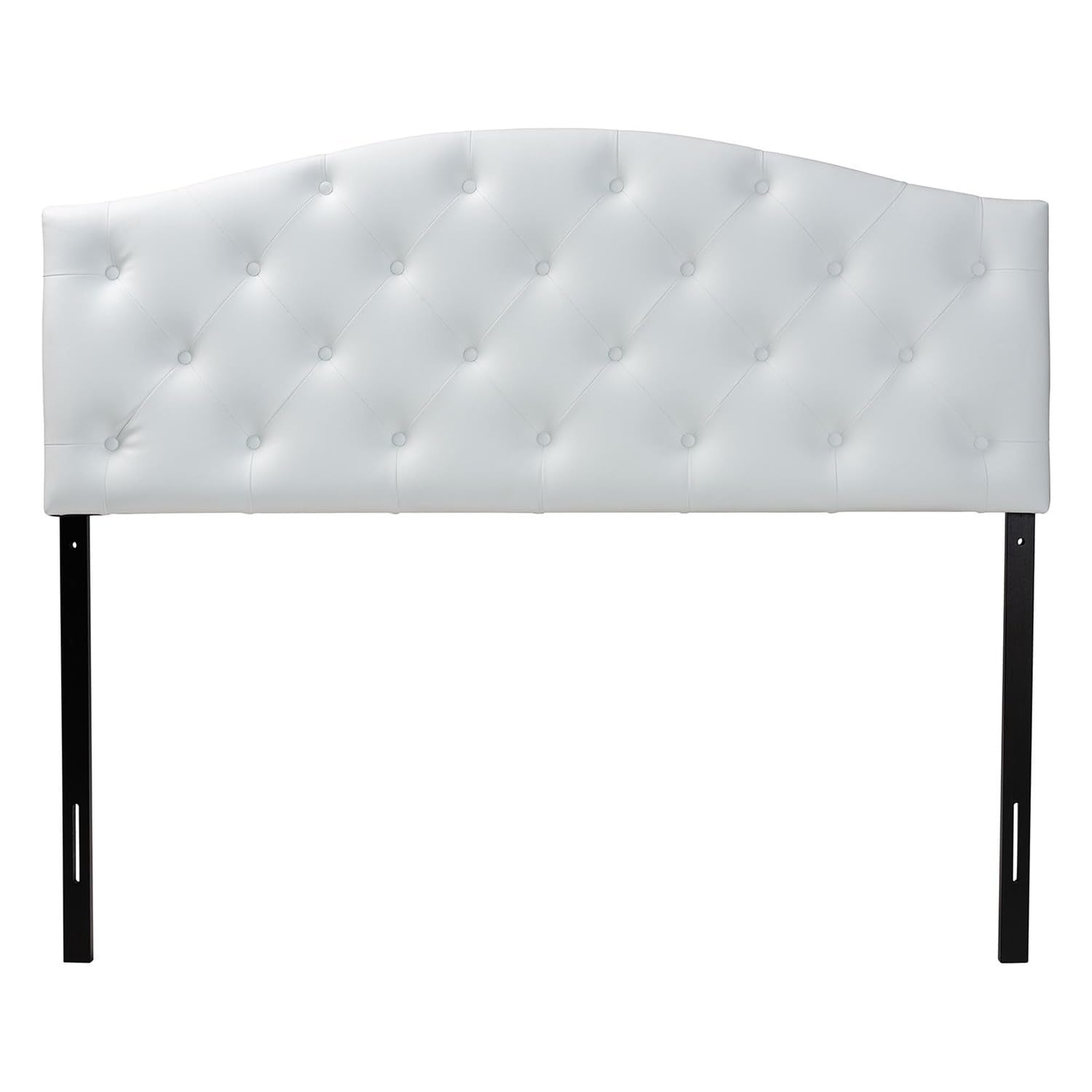 Baxton Studio Myra Modern and Contemporary Queen Size White Faux Leather Upholstered Button-tufted Scalloped Headboard