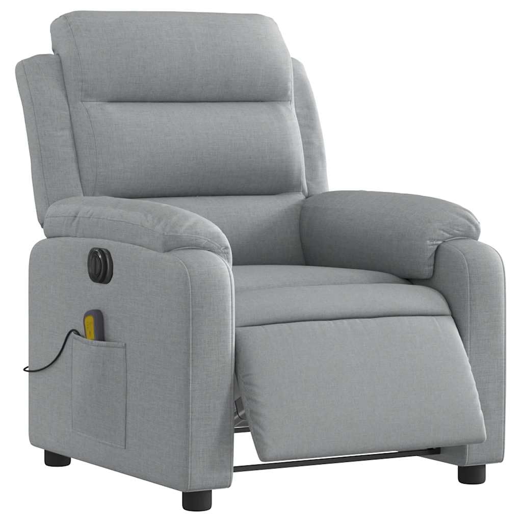 vidaXL Electric Massage Recliner Chair Light Gray Fabric