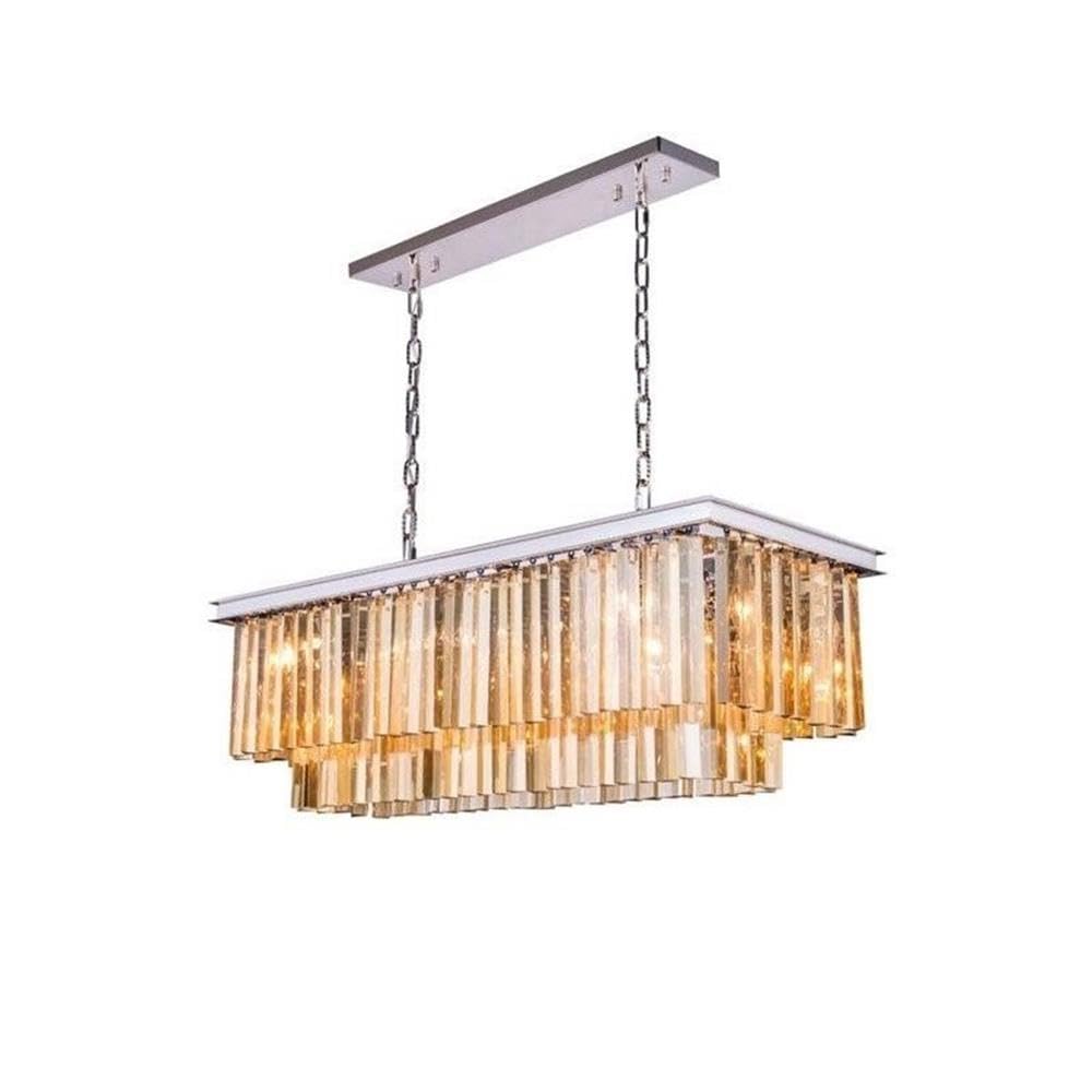 Sydney 12 light polished nickel Chandelier Golden Teak (Smoky) Royal Cut Crystal