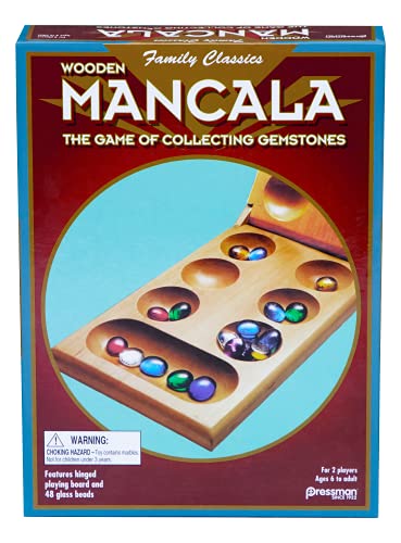 Pressman Mancala - Real Wood Folding Set, With Multicolor Stones By Pressman
