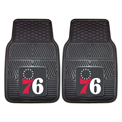 Fanmats 9374 Philadelphia 76Ers 2-Piece Heavy Duty Vinyl Car Mat Set, Front Row Floor Mats, All Weather Protection, Universal Fi