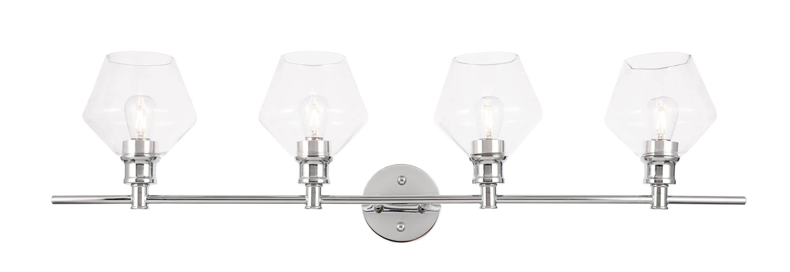 Living District Gene 4-Light Metal Wall Sconce In Chrome And Clear Glass