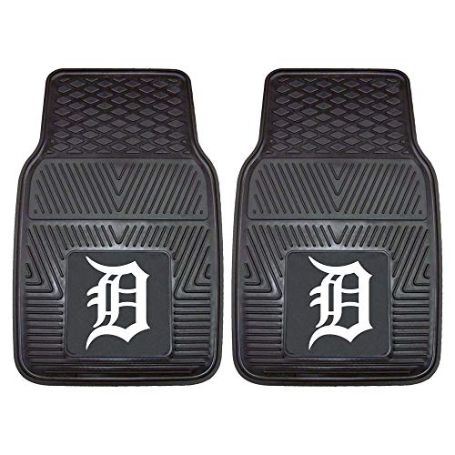 Fanmats 8837 Detroit Tigers 2-Piece Heavy Duty Vinyl Car Mat Set, Front Row Floor Mats, All Weather Protection, Universal Fit, D