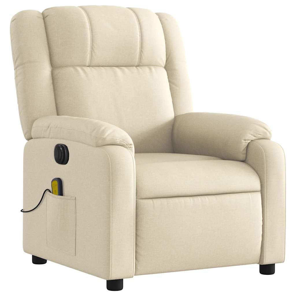 vidaXL Electric Massage Recliner Chair Cream Fabric