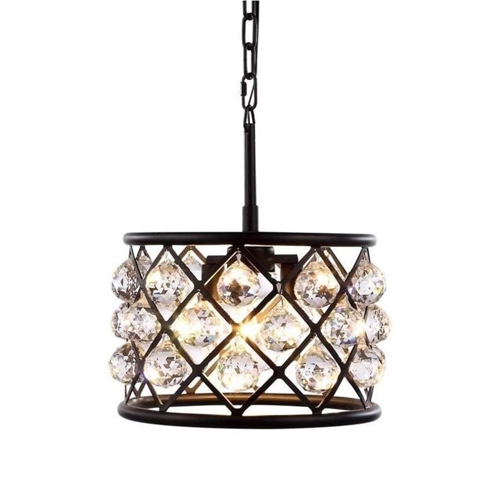 Madison 3 light Matte Black Pendant Clear Royal Cut Crystal