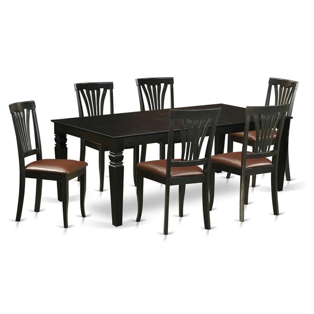 7  Pc  Dining  Room  set  with  a  Dining  Table  and  6  Leather  Dining  Chairs  in  Black