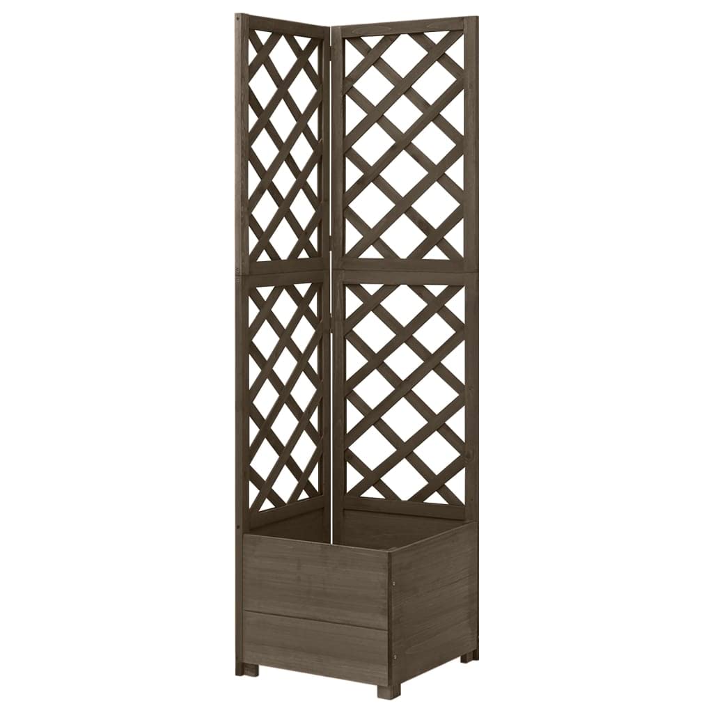 vidaXL Corner Trellis Planter Gray 15.7x15.7"x59" Solid Fir Wood"