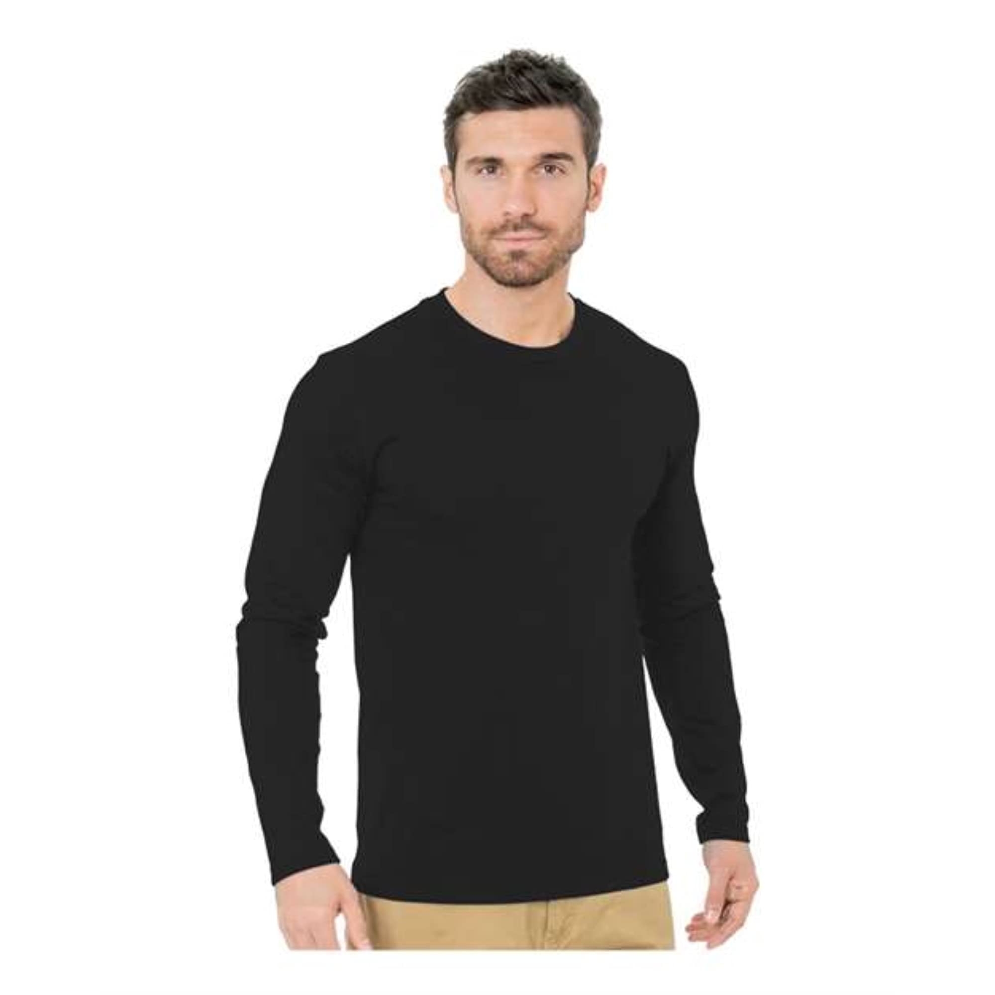 Bayside Unisex Fine Jersey Long Sleeve Crewneck T-Shirt - Black, L