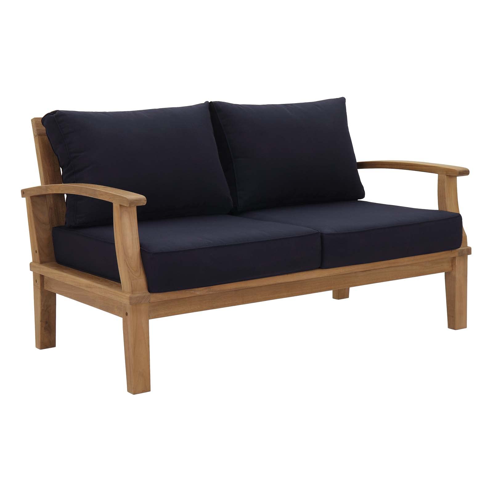 Marina Outdoor Patio Teak Loveseat - Natual Navy