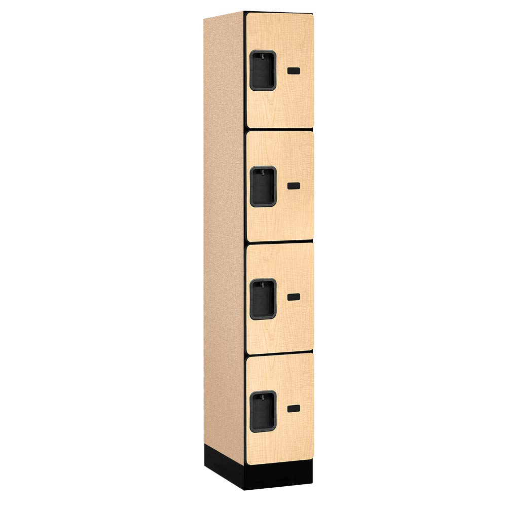 12 Wide Four Tier Designer Wood Locker - 1 Wide - 6 Feet High - 18 Inches Deep - Maple